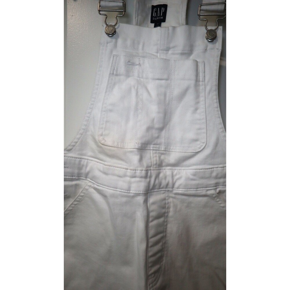 GAP Denim Womens Optic White Cuffed Hem Shortall Overalls Size XS Extra Small - Picture 5 of 16